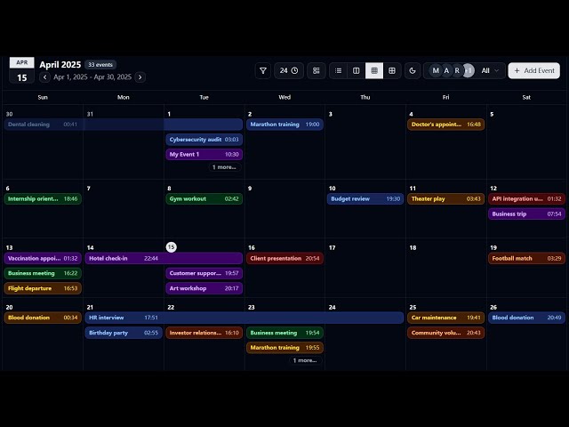 Feature-Rich React Calendar with ShadCN UI: full-calendar