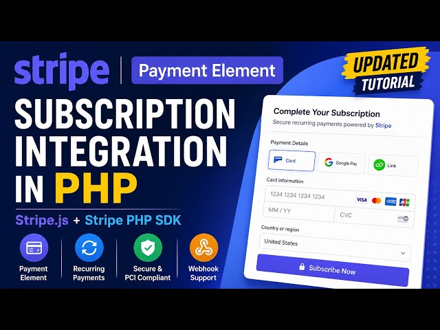 Stripe Subscription Payment Integration in PHP | Payment Element, Stripe.js & PHP SDK (Step-by-Step)