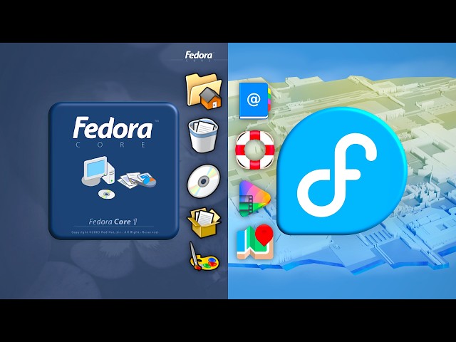 First Fedora Linux (2003) vs Latest Fedora Linux (2026)