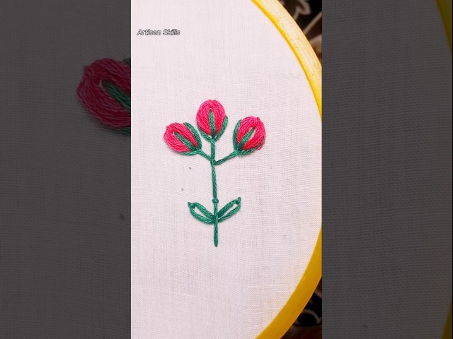 Easy flower hand embroidery design #shorts #embroidery #beginners #viral #artisanskills