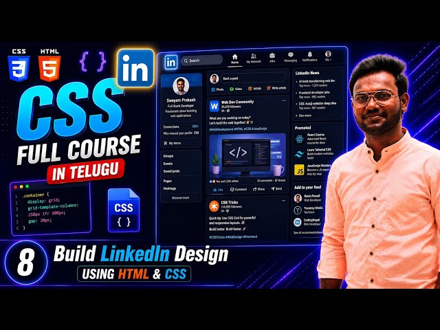 LinkedIn Website Design Using HTML & CSS | CSS Full course #08