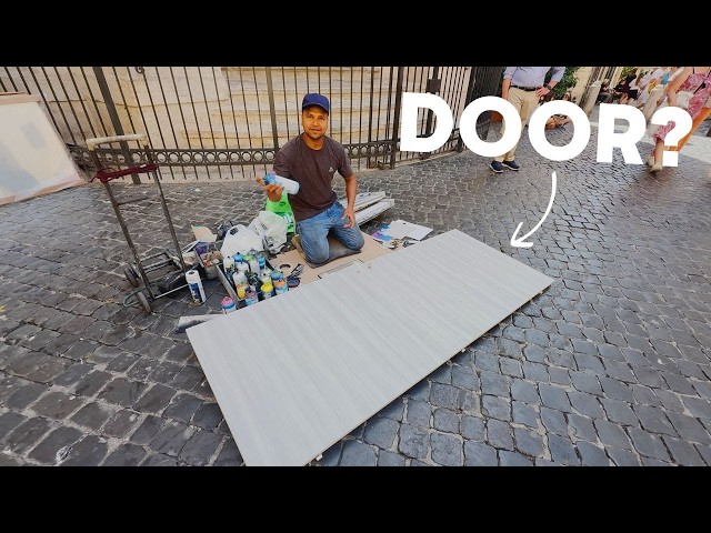 Pedir a artistas callejeros que intervengan los objetos más extraños (puerta, Range Rover, cubo d...