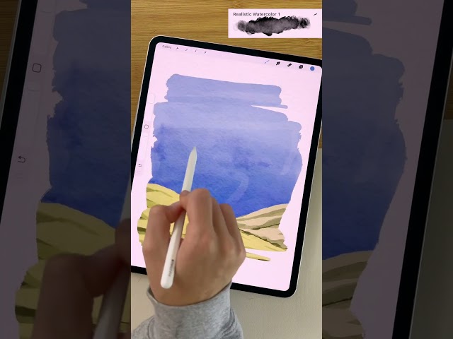 Procreate easy watercolor landscape #procreatetutorial #procreatepainting #procreate