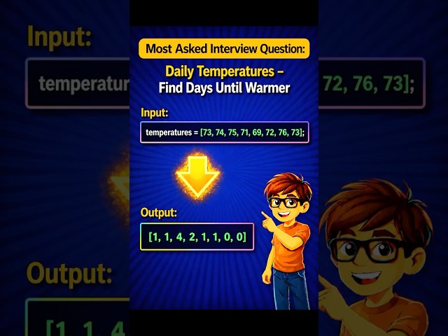 Most asked java programming interview questions =Daily Temperatures     [LC-739. Daily Temperatures]