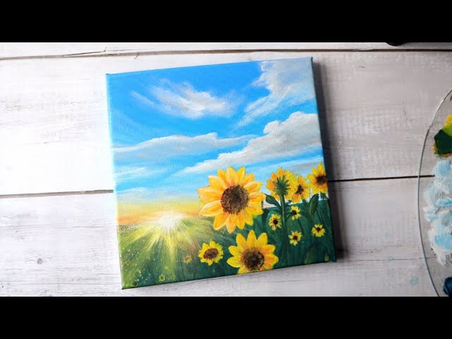 sunflower painting / easy acrylic painting for beginners 🌻