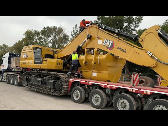 Receive&Transport A Brand New Caterpillar 374 Excavator From Eltrak To Papaioannou Group Facilities