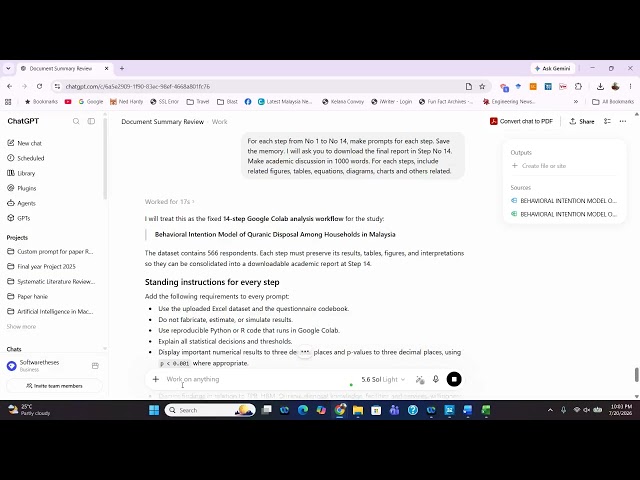 Data analysis using combination Softwaretheses + Chatgpt + Google Colab