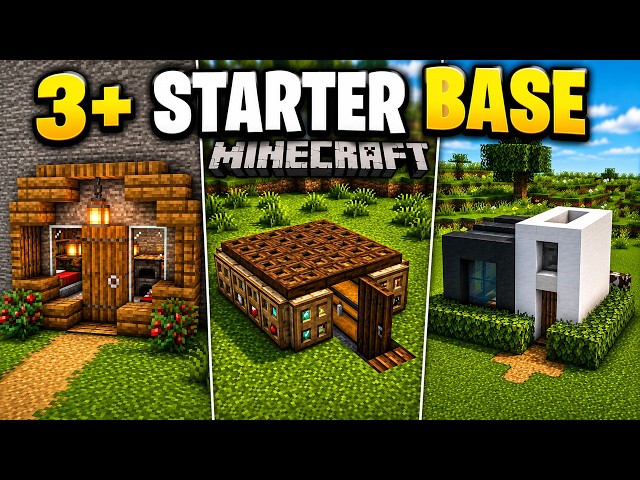 3 Simple Starter Bases for Survival Minecraft!