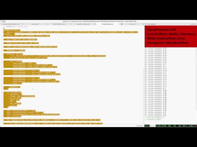 SuperCollider 3.14 Release Party: 07:00 - Luis Küffner - Synphonetics #4