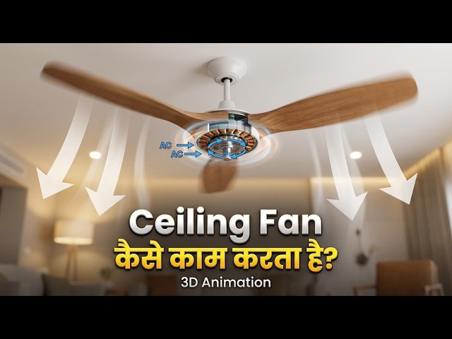 Ceiling Fan कैसे काम करता है? | Fan Motor Working 3D Animation हिंदी