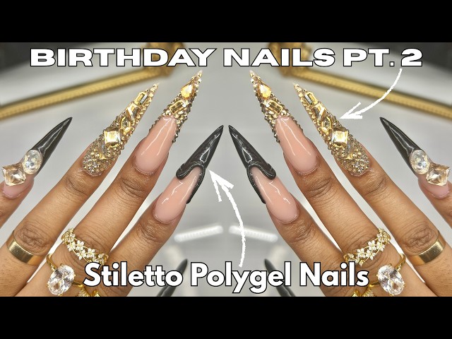 DO MY PINTEREST INSPIRED BIRTHDAY NAILS WITH ME PT 2 | Polygel Nails | Nail Tutorial