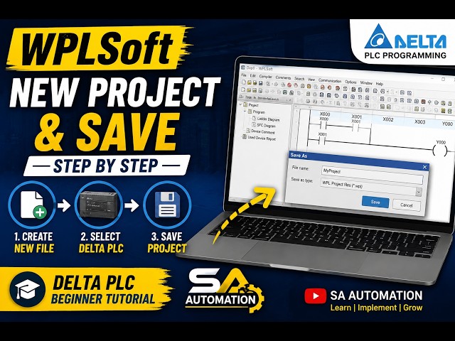 How to Create a New File & Save Project in WPLSoft | Delta PLC Tutorial for Beginners
