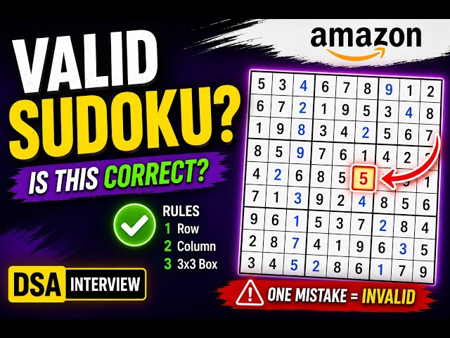 LeetCode 36: Valid Sudoku | Amazon Interview Problem Explained
