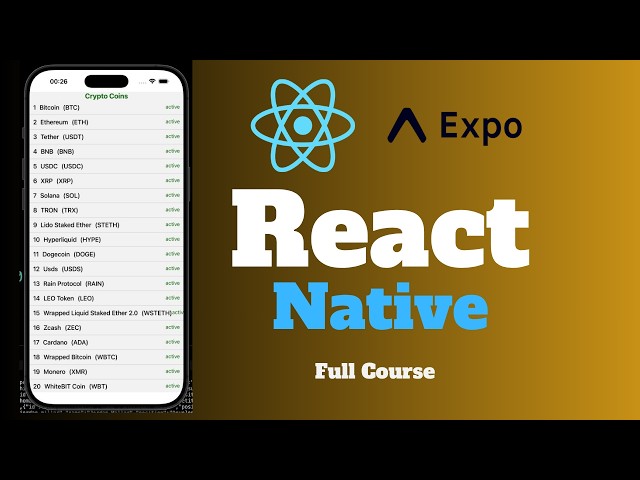 React Native Expo Full Course |Crypto Currency App