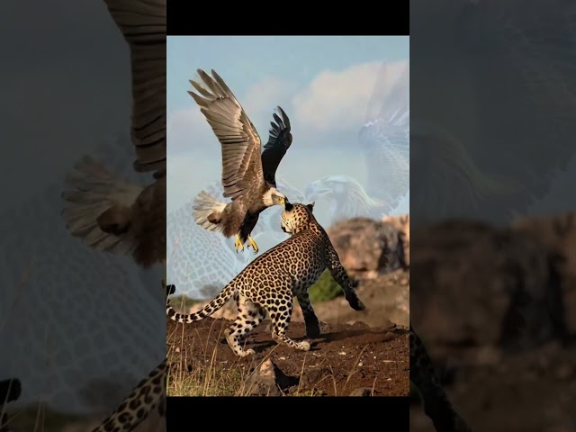 Dramatic battle between leopard and eagle