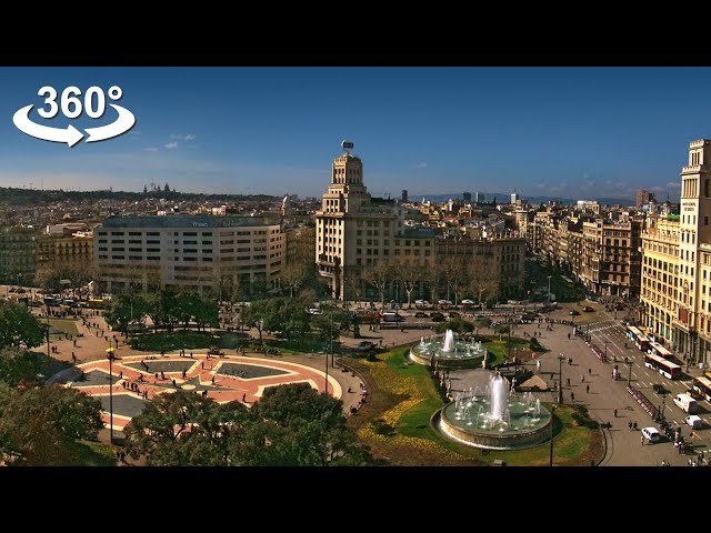 Traveling by car in Spain, Barcelona, VR 360 video