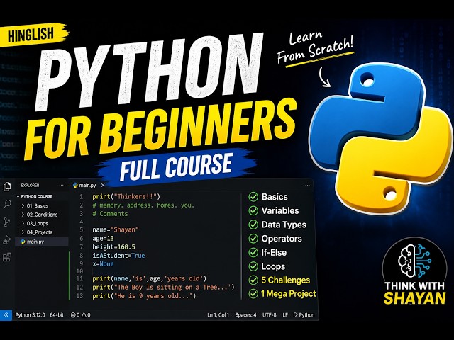 Python Full Course for Beginners in Hindi 🚀 | Learn Python from Scratch
