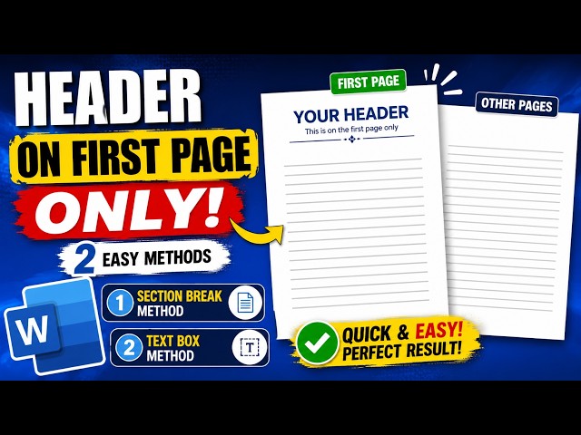 Header on first page only in ms word