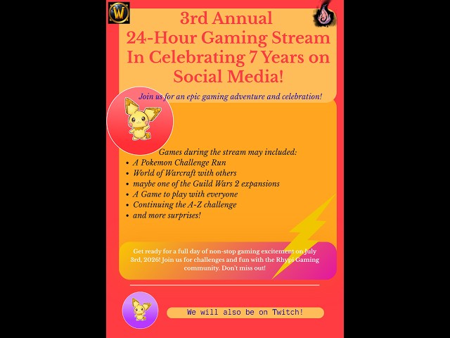 3rd Annual 24 hour stream to celebrate 7 years of social media!Part 1{Starting once I'm fully awake}