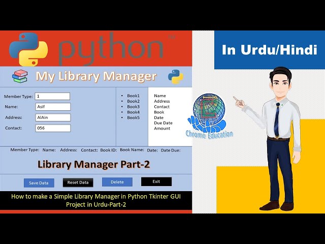 How to make a Simple Library Manager in Python Tkinter GUI Project in Urdu-Part-2|Chrome Education
