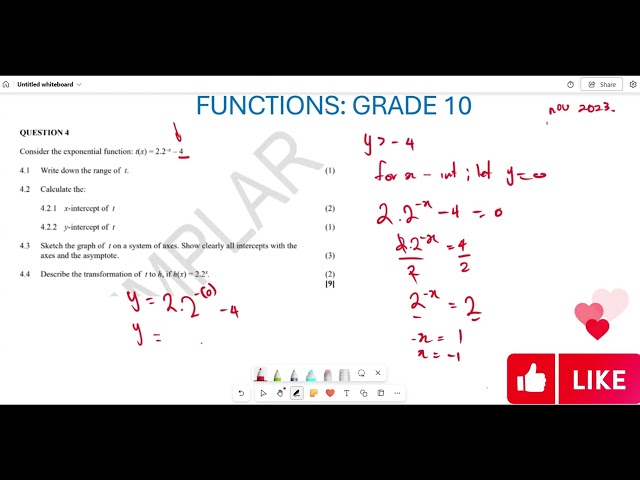FUNCTION GRADE 10| PAST EXAM QUESTION | EXPONENTIAL FUNCTION| NOV 2023
