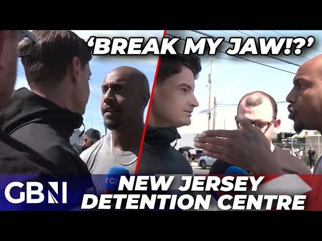 WATCH: Anti-ICE protester aggressively confronts GB News’ Ben Leo outside a detention centre