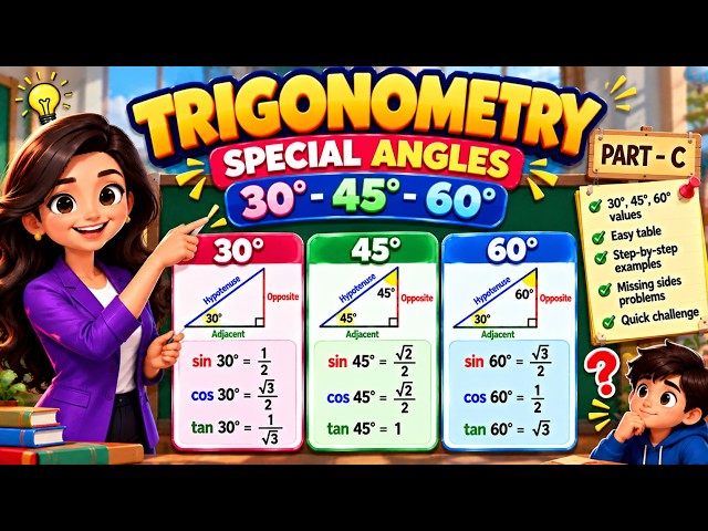 30°, 45° & 60° Trigonometry Made EASY! 🤯 | Special Angles Explained | Trigonometry PART - C Maths