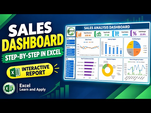 How to Create an Interactive Sales Dashboard in Excel | Step-by-Step Excel Dashboard Tutorial