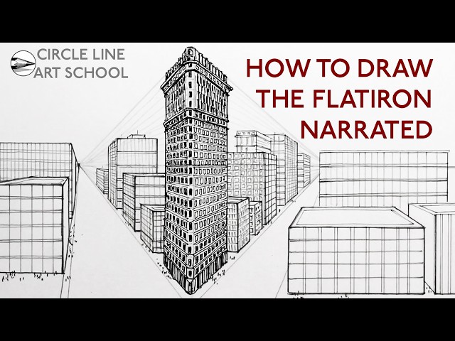 How to Draw New York Flatiron Building in Perspective Narrated Drawing Tutorial