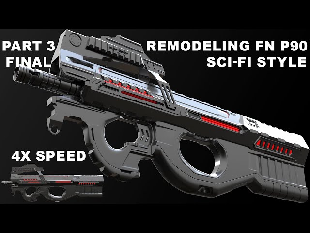 FINAL PART 3 | Hard surface modeling FN P90 | Mesh Fusion MODO