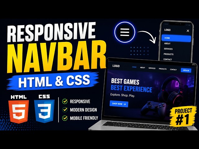 Build a Responsive Navbar with HTML & CSS | Game Selling Website #1 | Visio Virex