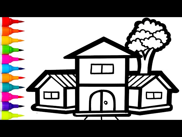 How to Draw a 3D Dream House 🏠 | Modern House Line Art & Coloring Tutorial
