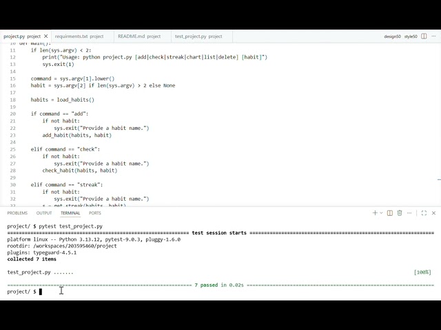 CLI Habit tracker cs50 python final project