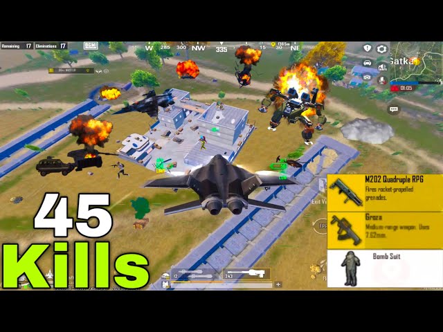 45 Solo Kills!😨 With M202 + Groza + Bomb Suit vs Tank, Robot, Jet, War In Payload Mode💥| PUBG MOBILE