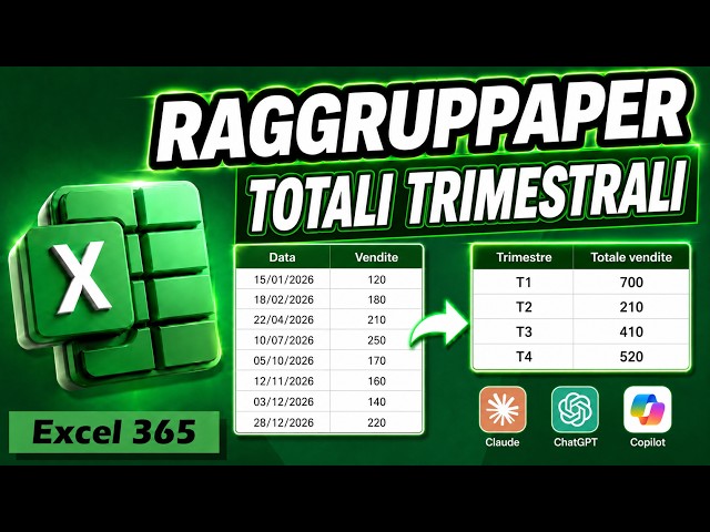 Excel 365: raggruppare le date per trimestre con RAGGRUPPAPER