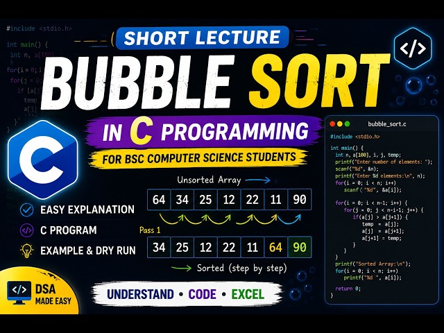 This video contains clarity explanation of bubble short with no voice for BSC computer science