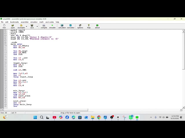 part:02 Find Minimum Element(Assembly Language)