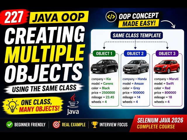 227. Creating multiple objects using the same class in Java (Selenium Java 2026)