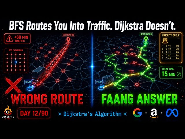 DSA Day 12/90: Why Google Maps Never Routes You Into a Jam - Dijkstra's Algorithm | Concepts Fire
