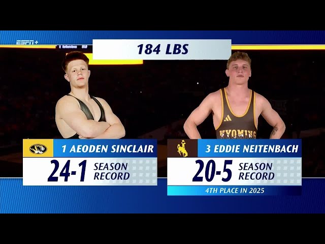 Aeoden Sinclair vs Eddie Neitenbach 184lbs FULL MATCH Big 12 Wrestling Championship pres by Allstate