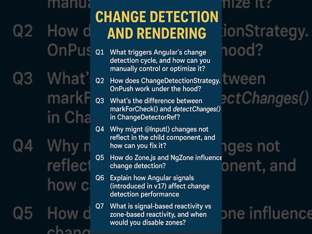 Interview Question list for "Change Detection and Rendering" in Angular