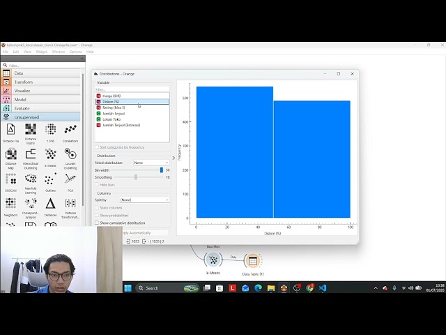 Analisis Data Hasil Web Scraping Produk "Sepatu Pria" Menggunakan Orange Data Mining.