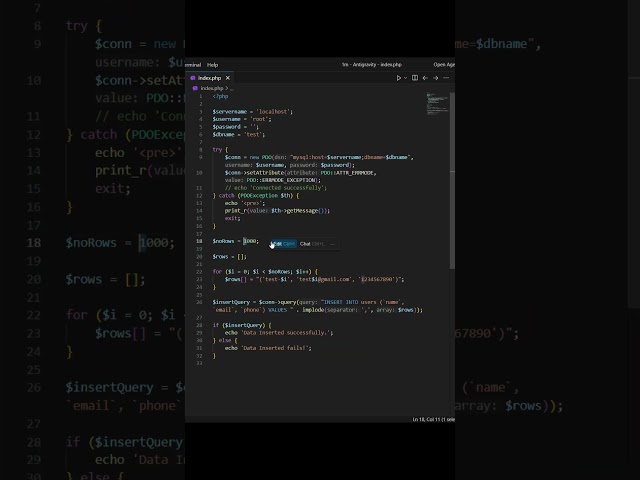 Fastest Way To Insert 1000+ Records in 1 Second? 🚀 PHP Magic! #shorts