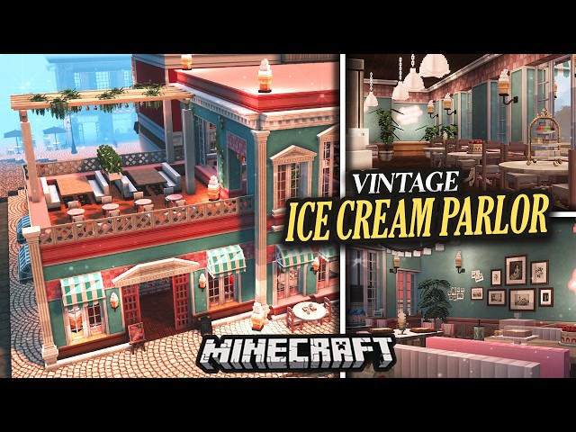I Built An Aesthetic Ice Cream Parlor in my Modded Minecraft Town! 🍨🍦