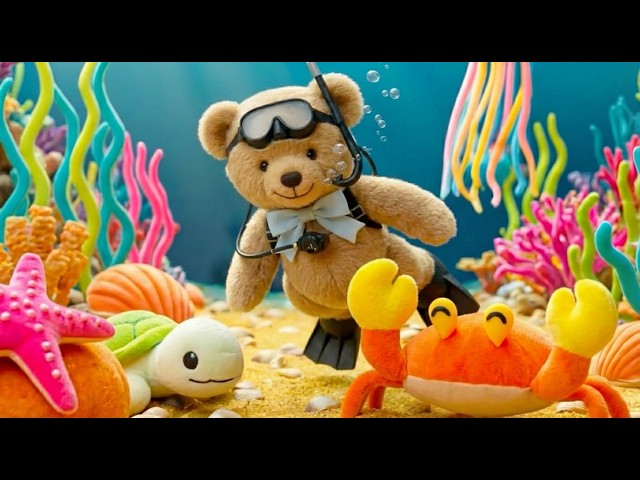 Cutest Underwater Plush World 🌊🧸 | Scuba Bear Ocean Ambience & Relaxing Music (4K)