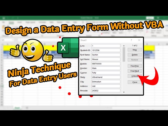 MS Excel में Data Entry Form कैसे बनाए? 📊 | Easy Tips & Tricks by Shivam