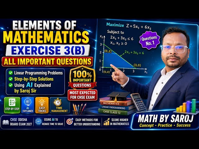 Don't Skip This Question! Exercise 3(B) Q1 | Linear Programming | CHSE Odisha Maths