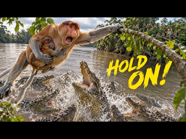 Proboscis Monkeys Risk Everything to Cross Crocodile Waters