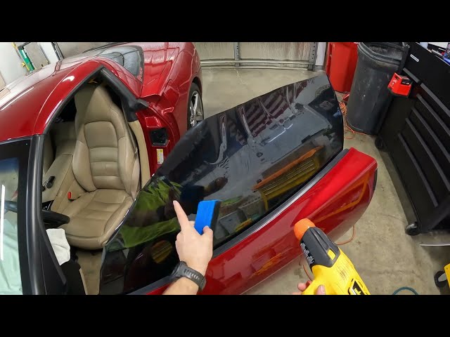 How To Cut, Heat Shrink, And Install Window Tint on Corvette Doors!