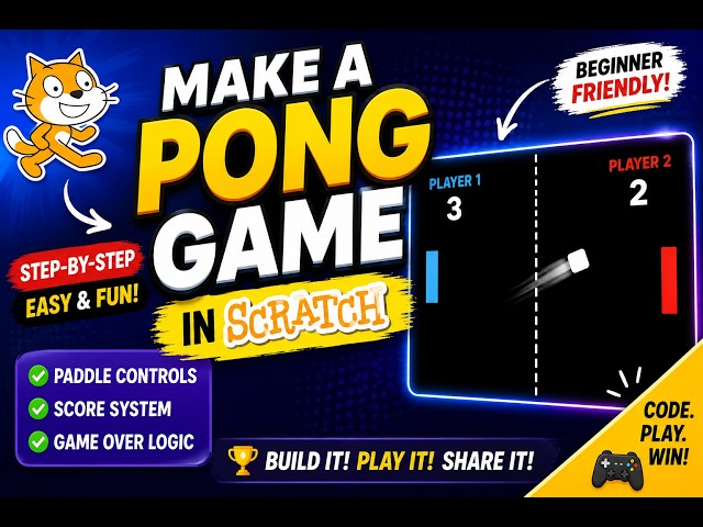 How to Make a Pong Game in Scratch! 🏓 | Scratch Game Tutorial for Beginners
